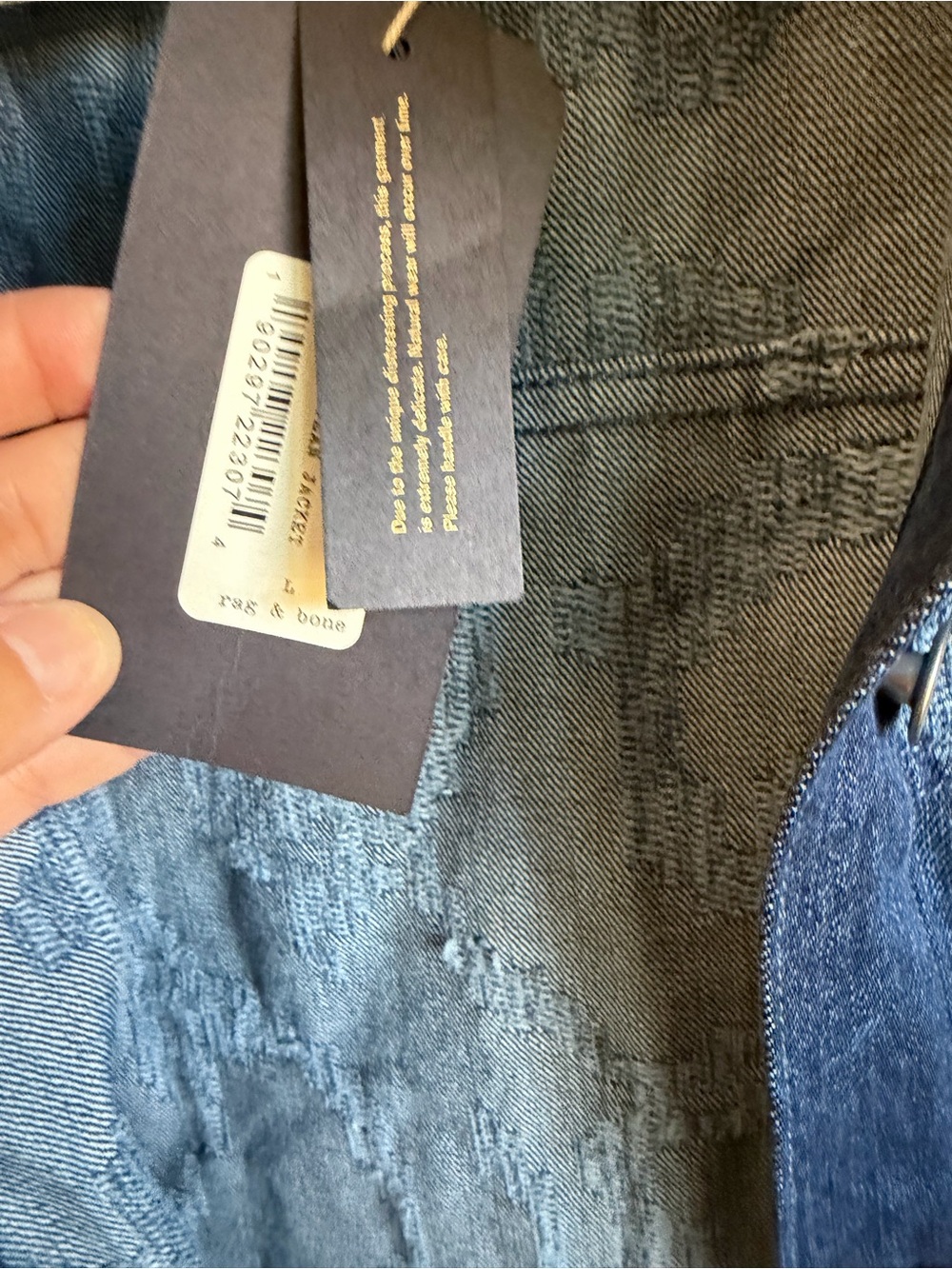 rag & bone Blue Patterned Denim Jacket - Picture 6 of 6